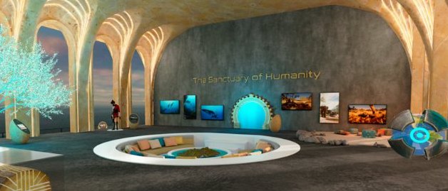 The Sanctuary of Humanity gallery inside the Seeders virtual headquarters