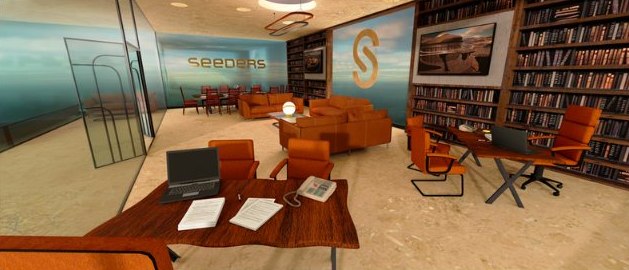 Library lounge of the Seeders virtual headquarters